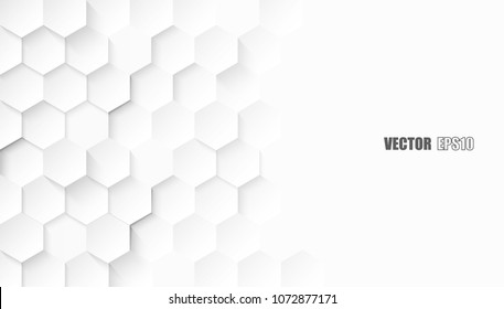 Abstract. Embossed Hexagon , honeycomb white Background ,light and shadow ,Vector
