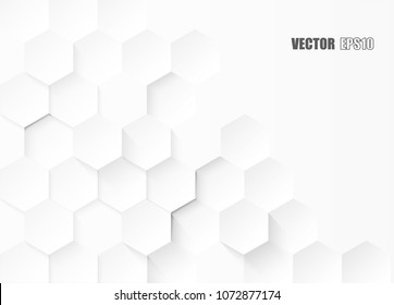 Abstract. Embossed Hexagon , honeycomb white Background ,light and shadow ,Vector
