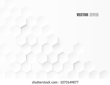 Abstract. Embossed Hexagon , honeycomb white Background ,light and shadow ,Vector
