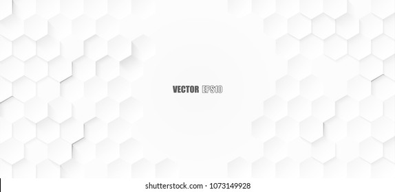 Abstract. Embossed Hexagon , Honeycomb White Background ,light And Shadow ,Vector
