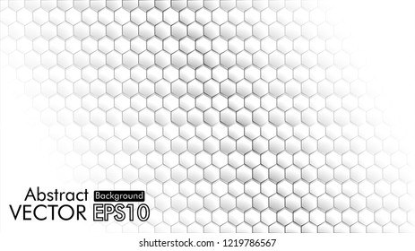 Abstract. Embossed Hexagon , honeycomb white Background ,light and shadow ,Vector 