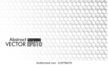 Abstract. Embossed Hexagon , honeycomb white Background ,light and shadow ,Vector 