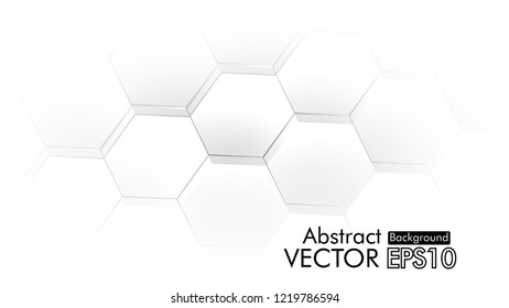 Abstract. Embossed Hexagon , honeycomb white Background ,light and shadow ,Vector 