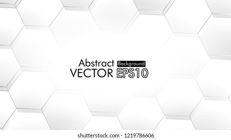 Abstract. Embossed Hexagon , honeycomb white Background ,light and shadow ,Vector 