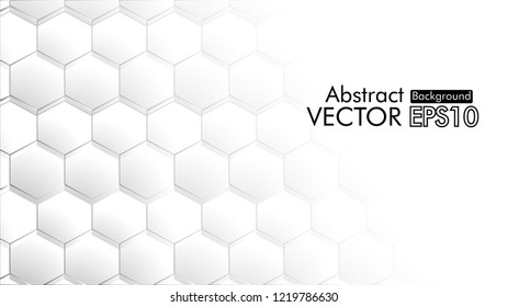 Abstract. Embossed Hexagon , honeycomb white Background ,light and shadow ,Vector 