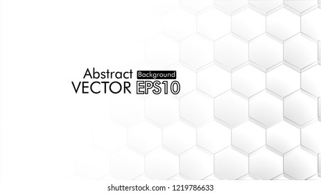 Abstract. Embossed Hexagon , honeycomb white Background ,light and shadow ,Vector 