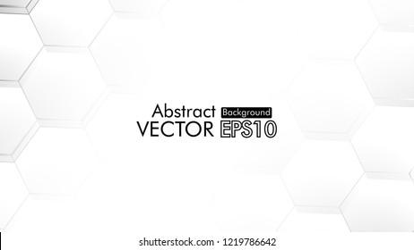 Abstract. Embossed Hexagon , honeycomb white Background ,light and shadow ,Vector 