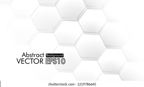 Abstract. Embossed Hexagon , honeycomb white Background ,light and shadow ,Vector 