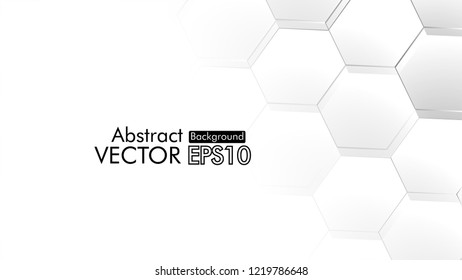 Abstract. Embossed Hexagon , honeycomb white Background ,light and shadow ,Vector 