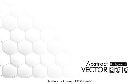 Abstract. Embossed Hexagon , honeycomb white Background ,light and shadow ,Vector 