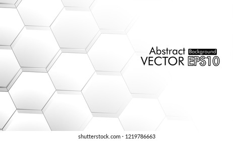 Abstract. Embossed Hexagon , honeycomb white Background ,light and shadow ,Vector 