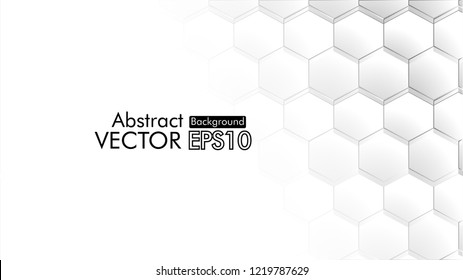 Abstract. Embossed Hexagon , honeycomb white Background ,light and shadow ,Vector 
