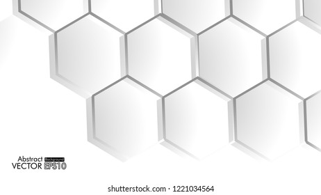Abstract. Embossed Hexagon , honeycomb white Background ,light and shadow ,Vector