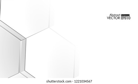 Abstract. Embossed Hexagon , honeycomb white Background ,light and shadow ,Vector