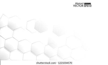 Abstract. Embossed Hexagon , honeycomb white Background ,light and shadow ,Vector