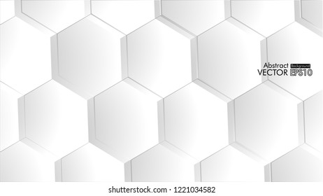 Abstract. Embossed Hexagon , honeycomb white Background ,light and shadow ,Vector