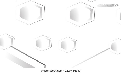 Abstract. Embossed Hexagon , honeycomb white Background ,light and shadow ,Vector 