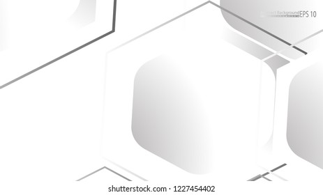 Abstract. Embossed Hexagon , honeycomb white Background ,light and shadow ,Vector 