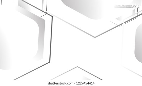 Abstract. Embossed Hexagon , honeycomb white Background ,light and shadow ,Vector 