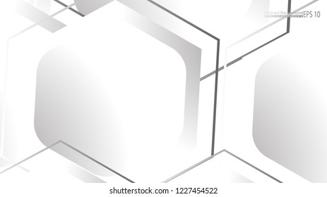Abstract. Embossed Hexagon , honeycomb white Background ,light and shadow ,Vector 