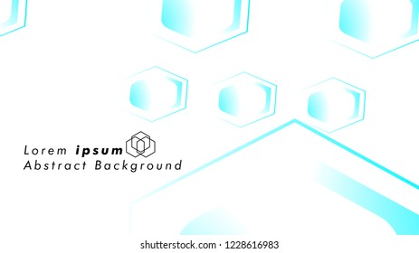 Abstract. Embossed Hexagon , honeycomb white Background ,light and shadow ,Vector , color blue light