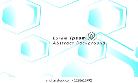 Abstract. Embossed Hexagon , honeycomb white Background ,light and shadow ,Vector , color blue light