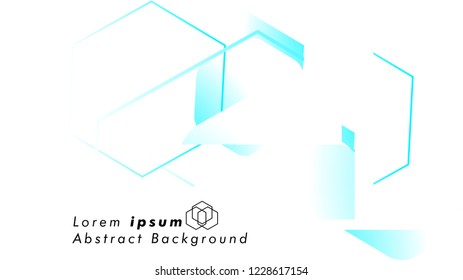 Abstract. Embossed Hexagon , honeycomb white Background ,light and shadow ,Vector , color blue light