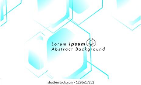 Abstract. Embossed Hexagon , honeycomb white Background ,light and shadow ,Vector , color blue light