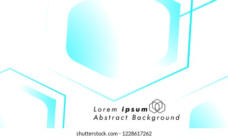 Abstract. Embossed Hexagon , honeycomb white Background ,light and shadow ,Vector , color blue light