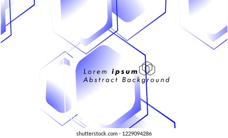 Abstract. Embossed Hexagon , honeycomb white Background ,light and shadow ,Vector , color blue
