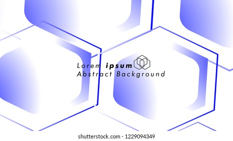 Abstract. Embossed Hexagon , honeycomb white Background ,light and shadow ,Vector , color blue
