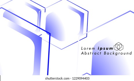 Abstract. Embossed Hexagon , honeycomb white Background ,light and shadow ,Vector , color blue
