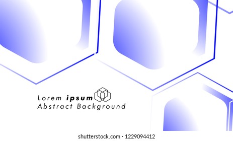 Abstract. Embossed Hexagon , honeycomb white Background ,light and shadow ,Vector , color blue

