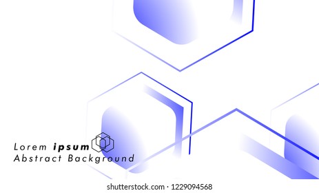Abstract. Embossed Hexagon , honeycomb white Background ,light and shadow ,Vector , color blue
