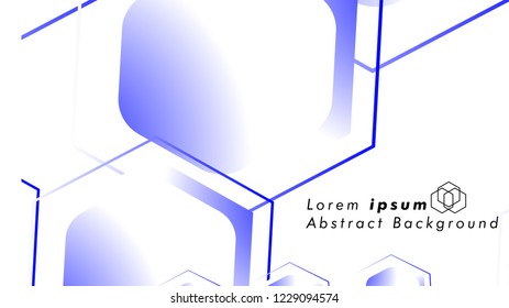 Abstract. Embossed Hexagon , honeycomb white Background ,light and shadow ,Vector , color blue

