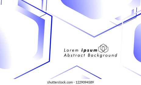 Abstract. Embossed Hexagon , honeycomb white Background ,light and shadow ,Vector , color blue
