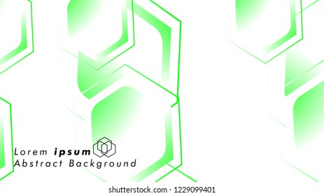 Abstract. Embossed Hexagon , honeycomb white Background ,light and shadow ,Vector , color green