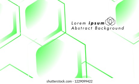 Abstract. Embossed Hexagon , honeycomb white Background ,light and shadow ,Vector , color green
