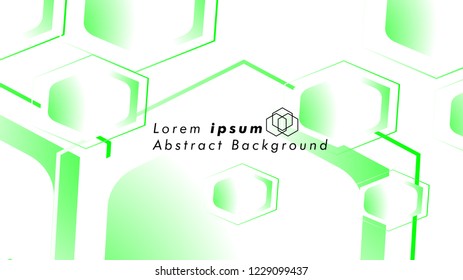 Abstract. Embossed Hexagon , honeycomb white Background ,light and shadow ,Vector , color green