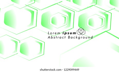 Abstract. Embossed Hexagon , honeycomb white Background ,light and shadow ,Vector , color green