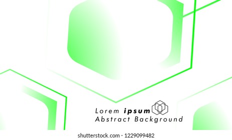 Abstract. Embossed Hexagon , honeycomb white Background ,light and shadow ,Vector , color green