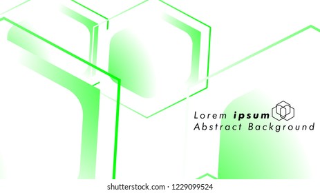 Abstract. Embossed Hexagon , honeycomb white Background ,light and shadow ,Vector , color green