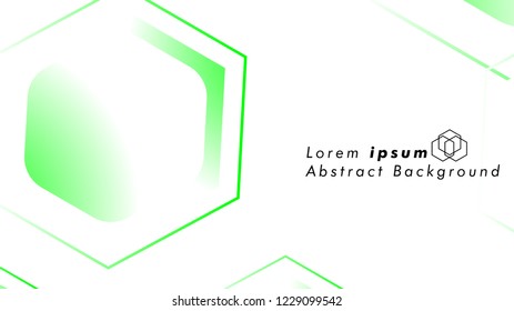 Abstract. Embossed Hexagon , honeycomb white Background ,light and shadow ,Vector , color green