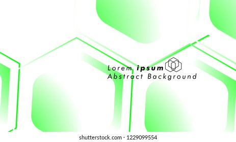 Abstract. Embossed Hexagon , honeycomb white Background ,light and shadow ,Vector , color green