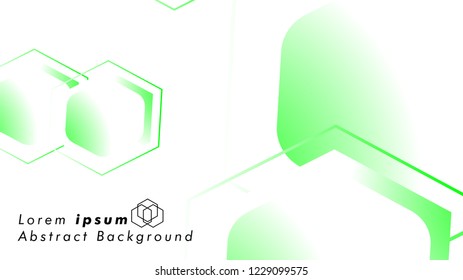 Abstract. Embossed Hexagon , honeycomb white Background ,light and shadow ,Vector , color green