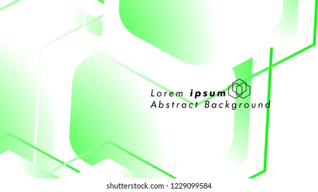 Abstract. Embossed Hexagon , honeycomb white Background ,light and shadow ,Vector , color green