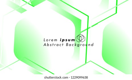 Abstract. Embossed Hexagon , honeycomb white Background ,light and shadow ,Vector , color green