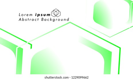 Abstract. Embossed Hexagon , honeycomb white Background ,light and shadow ,Vector , color green
