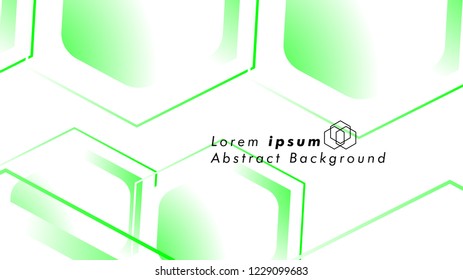 Abstract. Embossed Hexagon , honeycomb white Background ,light and shadow ,Vector , color green