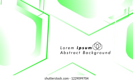 Abstract. Embossed Hexagon , honeycomb white Background ,light and shadow ,Vector , color green